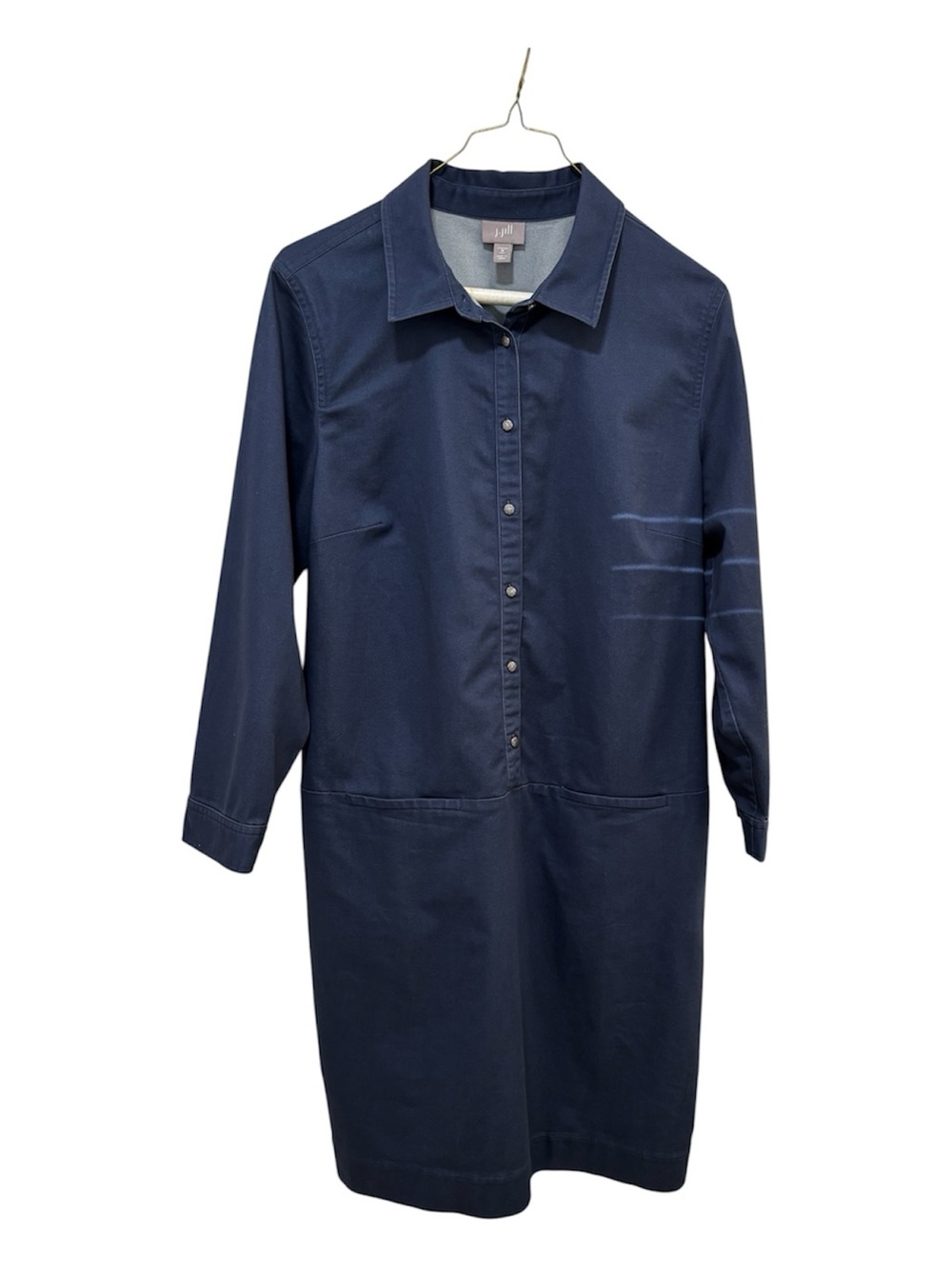 J. Jill Navy Button-Front Midi Shirt Dress